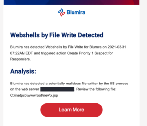 Web shell detection in Blumira