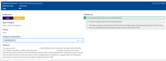 Workflow steps for Google Workspace detection
