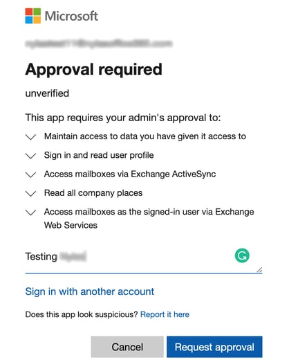 Example of an M365 alert showing a new third-party application connection. This type of alert helps identify who connected the app and its name - key information for maintaining security.