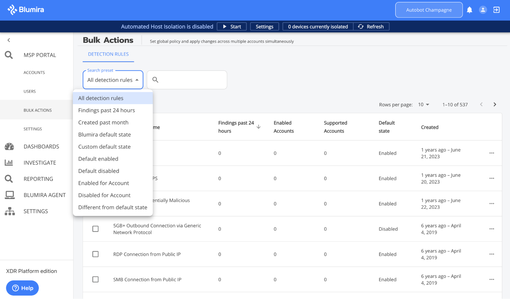 Picture 3 - Bulk Management - All Detections