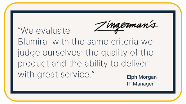 This image shows a testimonial from Elph Morgan of Zingerman's